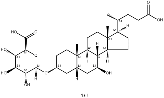 β-D-Glucopyranosiduronic acid, (3α,5β,7β)-23-carboxy-7-hydroxy-24-norcholan-3-yl, disodium salt (9CI) 结构式