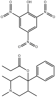1,2,5-トリメチル-4-フェニル-4-ピペリジノールプロパノアート·2,4,6-トリニトロフェノール 化学構造式