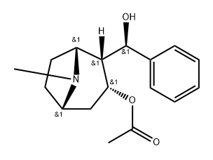 3-アセトキシ-8-メチル-α-フェニル-8-アザビシクロ[3.2.1]オクタン-2-メタノール 化学構造式