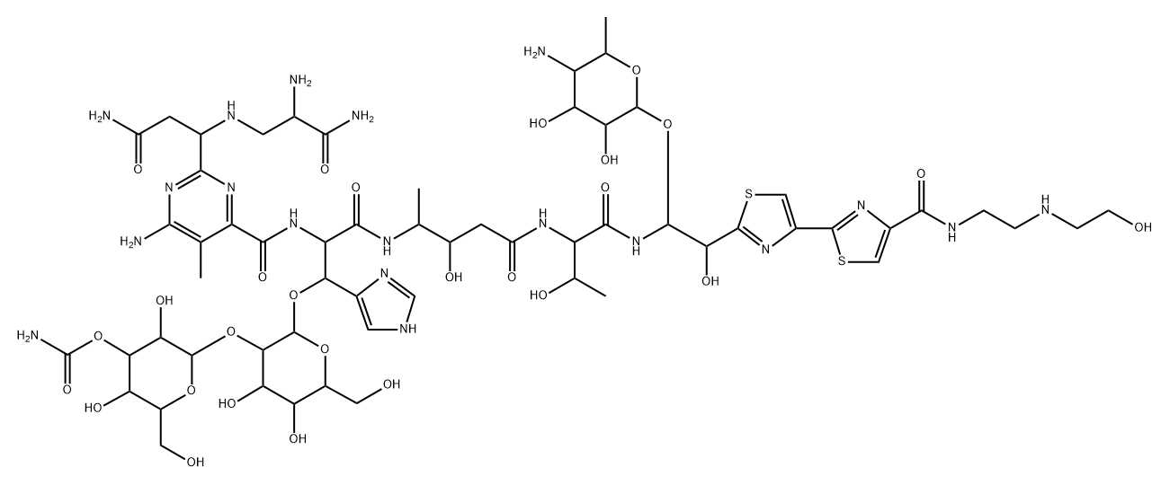 13-[(4-Amino-4,6-dideoxy-α-L-talopyranosyl)oxy]-19-demethyl-12-hydroxy-N1-[2-[(2-hydroxyethyl)amino]ethyl]bleomycinamide Struktur