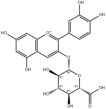 2-(3,4-Dihydroxyphenyl)-3-(beta-D-glucopyranuronosyloxy)-5,7-dihydroxy-1-benzopyrylium Struktur
