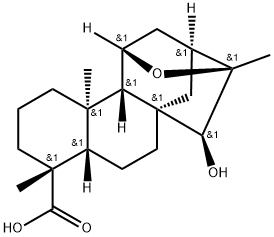 (4ALPHA,11BETA,15BETA,16ALPHA)-11,16-环氧-15-羟基贝壳杉-18-酸, 77658-46-9, 结构式