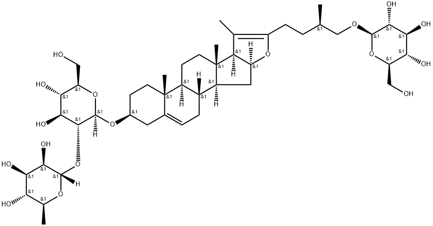 (3β,25R)-26-(β-D-Glucopyranosyloxy)furosta-5,20(22)-dien-3-yl 2-O-(6-deoxy-α-L-mannopyranosyl)-β-D-glucopyranoside Struktur