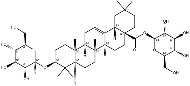 3β-(β-D-グルコピラノシルオキシ)オレアナ-12-エン-28-酸β-D-グルコピラノシル 化学構造式