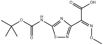 (E)-2-(5-((叔丁氧基羰基)氨基)-1,2,4-噻二唑-3-基)-2-(甲氧基亚氨基)乙酸 结构式