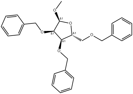 α-D-Ribofuranoside, methyl 2,3,5-tris-O-(phenylmethyl)- Structure