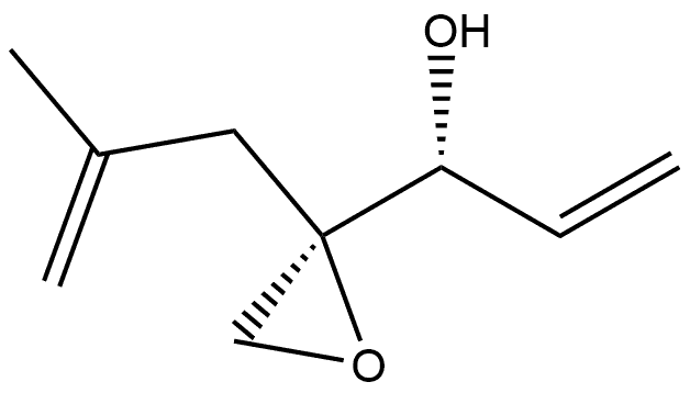 D-?threo-?Pent-?1-?enitol, 4,?5-?anhydro-?1,?2-?dideoxy-?4-?C-?(2-?methyl-?2-?propen-?1-?yl)?- 化学構造式