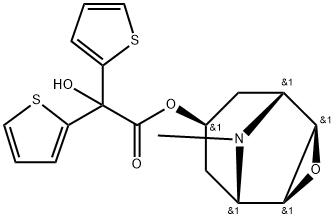 (1R,2R,4S,5S,7r)-9-methyl-3-oxa-9-azatricyclo[3.3.1.02,4]nonan-7-yl 2-hydroxy-2,2-di(thiophen-2-yl)acetate Struktur