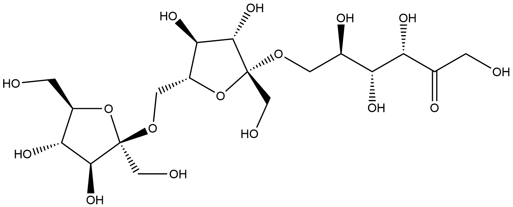 D-Fructose, O-β-D-fructofuranosyl-(2→6)-O-β-D-fructofuranosyl-(2→6)- 化学構造式