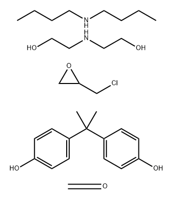 甲醛与氯甲基环氧乙烷和4,4'-(1-甲基亚乙基)双苯酚的聚合物与N-丁基丁胺和二乙醇胺的反应产物的聚合物,79771-10-1,结构式