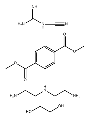 1,4-Benzenedicarboxylic acid, dimethyl ester, polymer with N-(2-aminoethyl)-1,2-ethanediamine, cyanoguanidine and 1,2-ethanediol, hydrochloride Struktur
