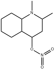 4-Quinolinol,1,2,3,4bta,4aalpha,5,6,7,8,8aalpha-decahydro-1,2bta-dimethyl-,nitrate(ester)(8CI) Structure