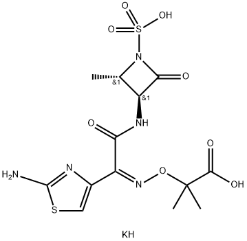 Propanoic acid, 2-[[[1-(2-amino-4-thiazolyl)-2-[(2-methyl-4-oxo-1-sulfo-3-azetidinyl)amino]-2-oxoethylidene]amino]oxy]-2-methyl-, dipotassium salt, [2S-[2α,3β(Z)]]- (9CI) Structure