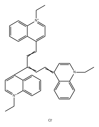 4,4′-[3-[2-[1-エチルキノリン-4(1H)-イリデン]エチリデン]-1-プロペン-1,3-ジイル]ビス(1-エチルキノリニウム)・ジクロリド 化学構造式