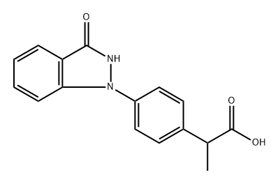 4-((3-hydroxy-1H-indazol-1-yl)phenyl)-2-methylacetic acid Struktur