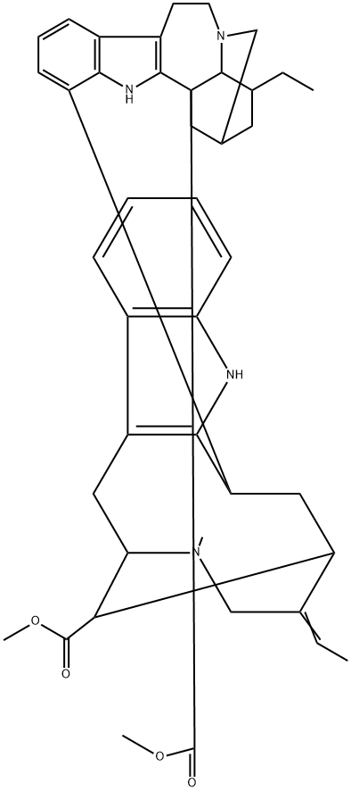 Ibogamine-18-carboxylic acid, 14-((3alpha)-17-methoxy-17-oxovobasan-3- yl)-, methyl ester Struktur