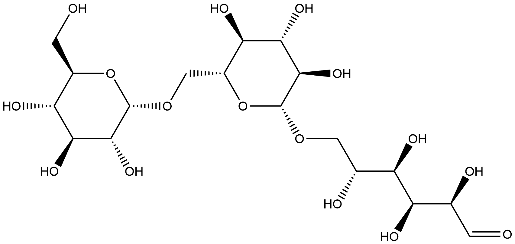 6-O-(6-O-α-D-グルコピラノシル-β-D-グルコピラノシル)-D-グルコース 化学構造式