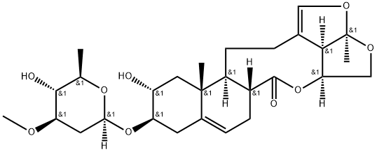 6H-2,3,5-Trioxapentaleno[1',6':5,6,7]cyclonona[1,2-a]naphthalen-6-one, 10-[(2,6-dideoxy-3-O-methyl-β-D-arabino-hexopyranosyl)oxy]-2a,4,4a,6a,7,9,10,11,12,12a,12b,13,14,14b-tetradecahydro-11-hydroxy-2a,12a-dimethyl-, (2aR,4aS,6aR,10R,11R,12aR,12bS,14bR)- Structure