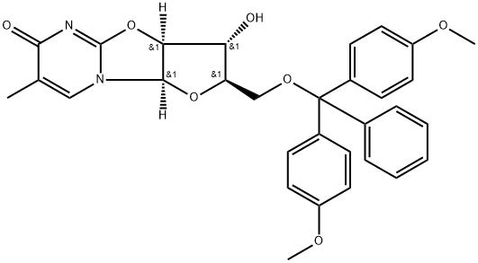 5'-O-(4,4'-Dimethoxytrityl)-5-methyl-2,2'-anhydro-D-uridine Struktur