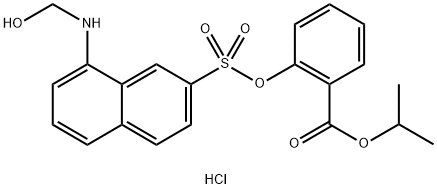 Isopropyl 8-((((hydroxymethyl)amino)-2-napthalenyl)sulfonyl)salicylate, hydrogen chloride 化学構造式