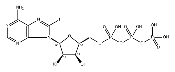 Adenosine 5'-(tetrahydrogen triphosphate), 8-iodo- (9CI),82049-15-8,结构式