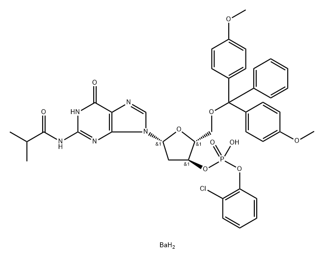 BU-DMT-DEOXYGUANOSINE 2-CLPH DIESTER BARIUM) 结构式