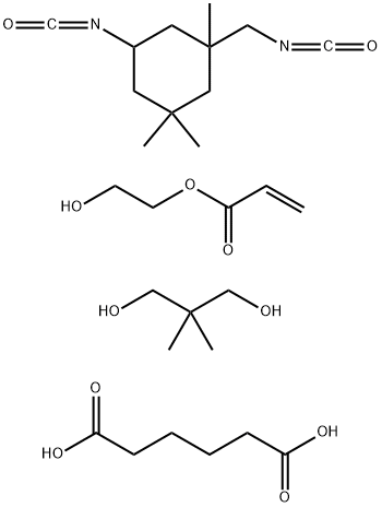 Hexanedioic acid, polymer with 2,2-dimethyl-1,3-propanediol and 5-isocyanato-1-(isocyanatomethyl)-1,3,3-trimethylcyclohexane, 2-hydroxyethyl acrylate-blocked Structure