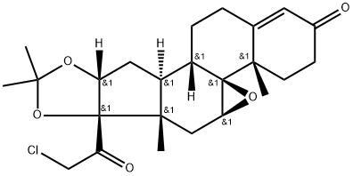 Pregn-4-ene-3,20-dione, 21-chloro-9,11-epoxy-16,17-[(1-methylethylidene)bis(oxy)]-, (9β,11β,16α)- Structure