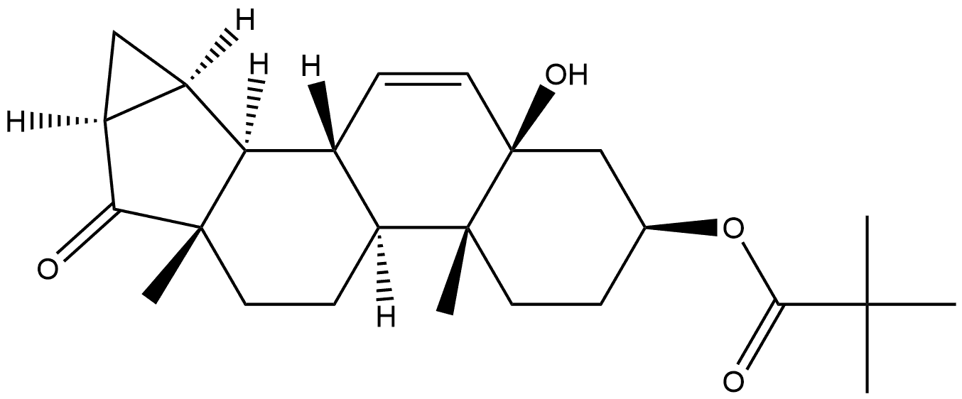 3'H-Cycloprop[15,16]androsta-6,15-dien-17-one, 3-(2,2-dimethyl-1-oxopropoxy)-15,16-dihydro-5-hydroxy-, (3β,5β,15α,16α)- Structure