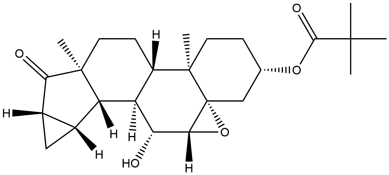 3'H-Cycloprop[15,16]androst-15-en-17-one, 3-(2,2-dimethyl-1-oxopropoxy)-5,6-epoxy-15,16-dihydro-7-hydroxy-, (3β,5β,6β,7β,15α,16α)- Structure
