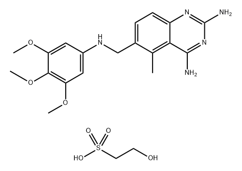 Ethanesulfonic acid, 2-hydroxy-, compd. with 5-methyl-6-[[(3,4,5-trimethoxyphenyl)amino]methyl]-2,4-quinazolinediamine (1:1) Structure
