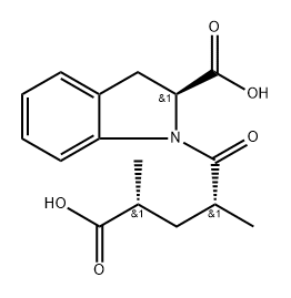 1H-Indole-1-pentanoic acid, 2-carboxy-2,3-dihydro-alpha,gamma-dimethyl -delta-oxo-, (2S-(1(alphaS*,gammaS*),2R*))- Struktur