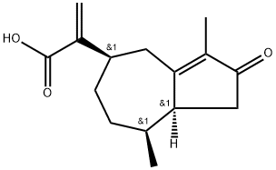 5-Azuleneacetic acid, 1,2,4,5,6,7,8,8a-octahydro-3,8-dimethyl-α-methylene-2-oxo-, (5R,8S,8aS)- Struktur