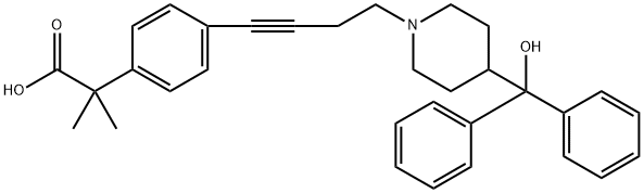 4-[4-[4-羟基二苯基甲基-1-哌啶]-1-丁炔基]-Α,Α,-二甲基苯乙酸, 832088-68-3, 结构式