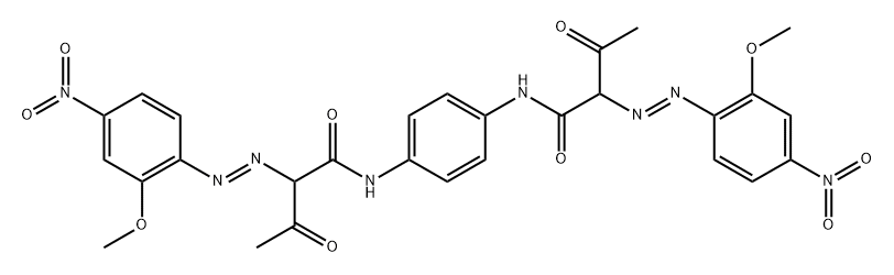 N,N'-1,4-亚苯基双[2-(2-甲氧基-4-硝基苯基)偶氮]-3-氧代丁酰胺 结构式