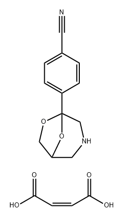 but-2-enedioic acid, 4-(7,8-dioxa-3-azabicyclo[3.2.1]oct-1-yl)benzonit rile 结构式