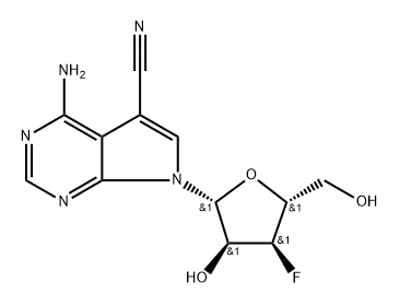 4-Amino-5-cyano-7-(3-de-oxy-3-fluoro--D-ribofuranosyl)-7H-pyrrolo[2.3-d]pyrimidine Struktur