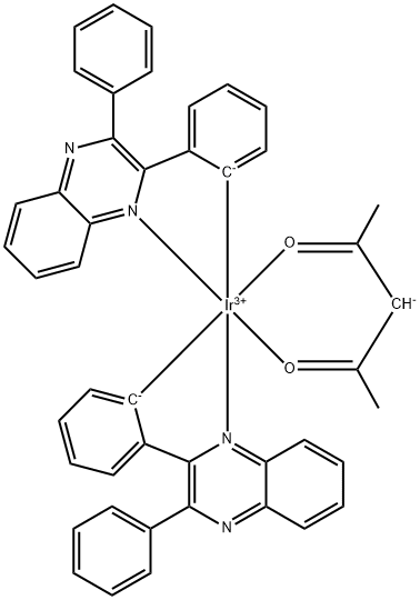 乙酰丙酮酸二(2,3-二苯基喹喔啉)合铱 结构式