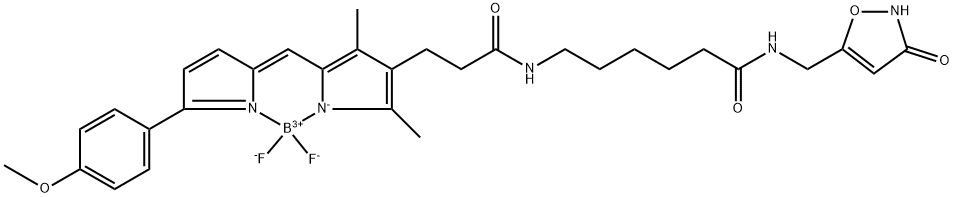 Boron, difluoro[N-[6-[[(2,3-dihydro-3-oxo-5-isoxazolyl)methyl]amino]-6-oxohexyl]-5-[[5-(4-methoxyphenyl)-2H-pyrrol-2-ylidene-κN]methyl]-2,4-dimethyl-1H-pyrrole-3-propanamidato-κN1]-, (T-4)- (9CI) Structure
