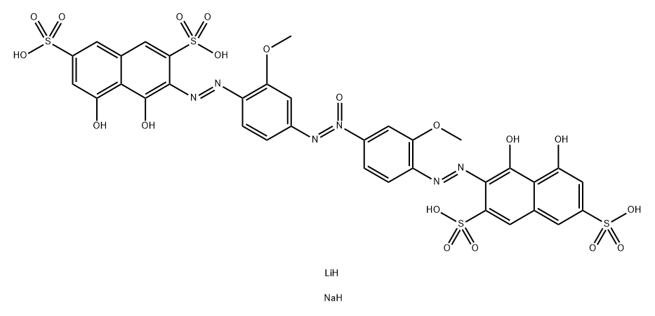 3,3'-[azoxybis[(2-methoxy-p-phenylene)azo]]bis[4,5-dihydroxynaphthalene-2,7-disulphonic] acid, lithium sodium salt Structure