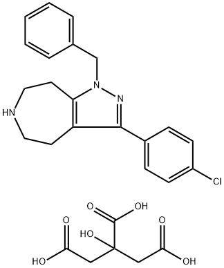 1-ベンジル-3-(4-クロロフェニル)-1,4,5,6,7,8-ヘキサヒドロピラゾロ[3,4-d]アゼピン 化学構造式