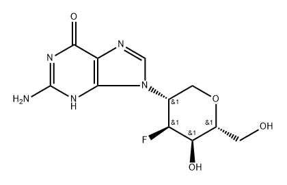 D-Altritol, 2-(2-amino-1,6-dihydro-6-oxo-9H-purin-9-yl)-1,5-anhydro-2,3-dideoxy-3-fluoro- 化学構造式
