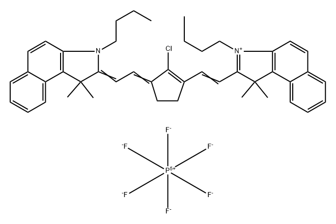 3-丁基-2- [2- [3- [2-(3-丁基-1,3-二氢-1,1-二甲基-2H-苯并[e]吲哚-2-亚烷基)亚乙基] -2-氯 -1-环戊烯-1-基]乙烯基] -1,1-二甲基-1H-苯并[e]六氟磷酸吲哚鎓(1：1),852571-18-7,结构式