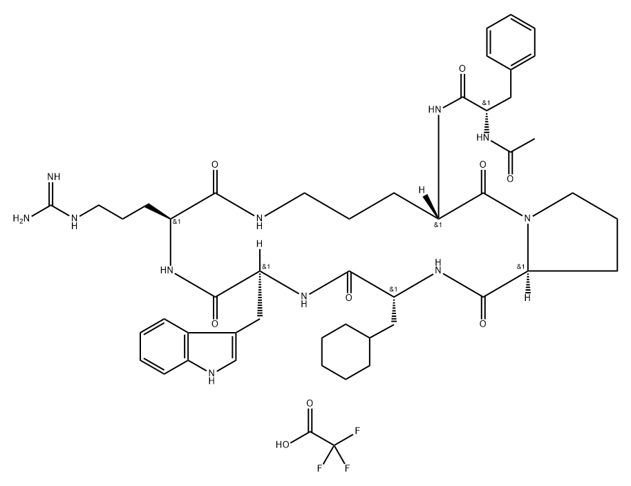 L-Arginine, N-acetyl-L-phenylalanyl-L-ornithyl-L-prolyl-3-cyclohexyl-D-alanyl-L-tryptophyl-, (6→2)-lactam, mono(trifluoroacetate) (9CI) Struktur