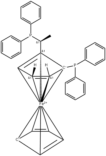 (1R)-1-(diphenylphosphino)-2-[(1S)-1-(diphenylphosphino)ethyl]-Ferrocene Struktur
