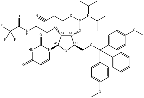 5'-O-DMT-2'-O-(TFA-aminoethyl)-rU 3'-CE Phosphoramidite Structure