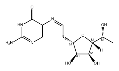 9-(6'-deoxy-beta-D-allofuranosyl)guanine 化学構造式