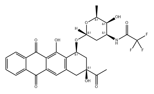 N-((2S,3S,4S,6R)-6-(((1S,3S)-3-acetyl-3,12-dihydroxy-6,11-dioxo-1,2,3,4,6,11-hexahydrotetracen-1-yl) Struktur
