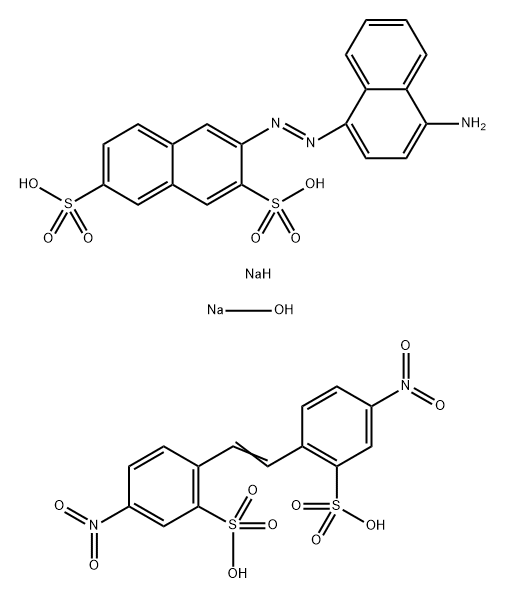 2,7-Naphthalenedisulfonic acid, 3-[(4-amino-1-naphthalenyl)azo]-, disodium salt, reaction products with 2,2'-(1,2-ethenediyl)bis[5-nitrobenzenesulfonic acid] and sodium hydroxide ,85566-73-0,结构式