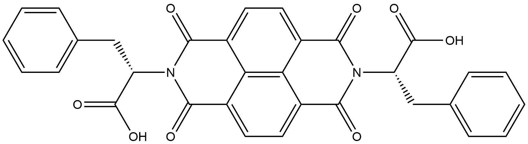 2,2'-(1,3,6,8-tetraoxo-1,3,6,8-tetrahydrobenzo[lmn][3,8]phenanthroline-2,7-diyl)bis(3-phenylpropanoic acid) Struktur